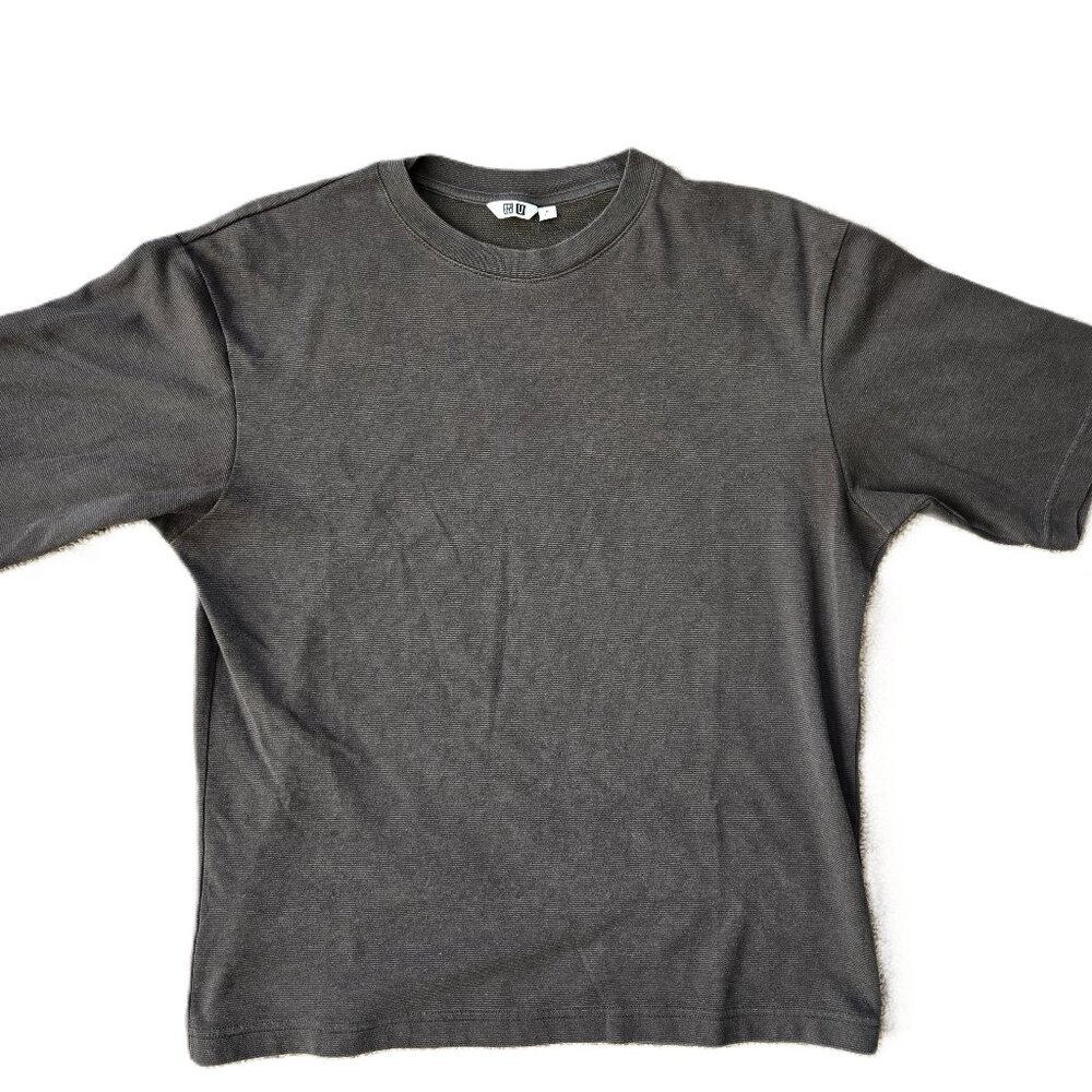 Uniqlo Herringbone Dark Brown Crew Neck T-Shirt
